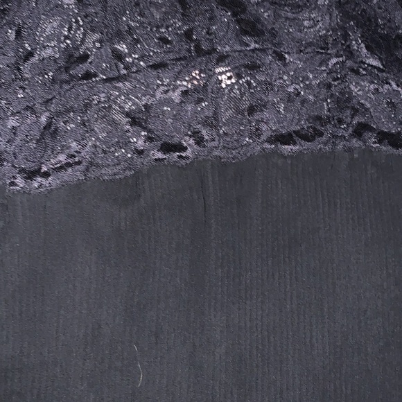 XS SPARKLE & FADE BLACK LINGERIE DRESS SPAGHETTI STRAPS WITH LACE TOP AND SKIRT - Picture 4 of 5